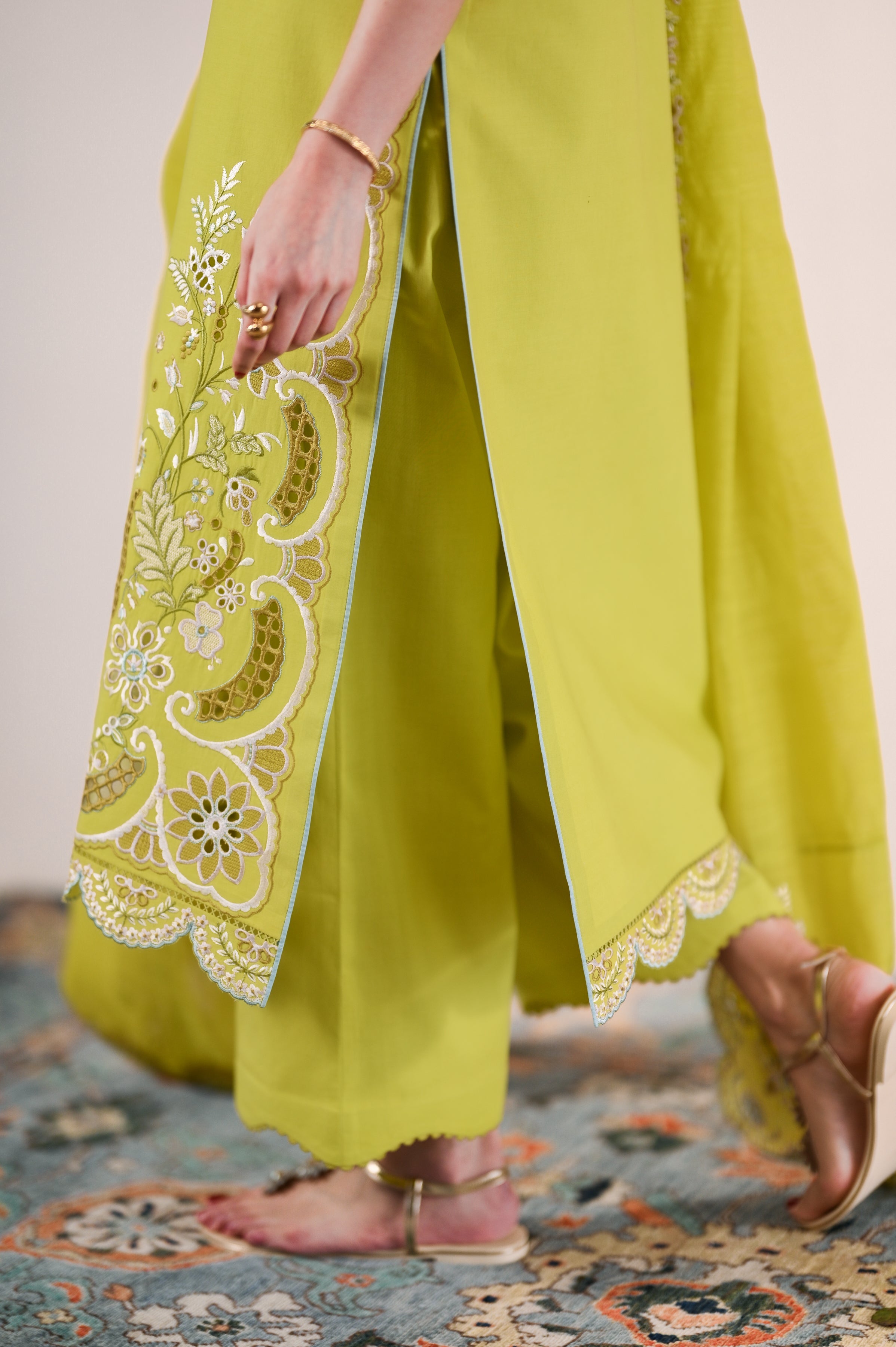 LIME GREEN LUXURY EMBROIDERED LAWN 3PCS SET (NPA3-26416) - READY TO WEAR / READY TO SHIP