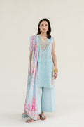 ICE BLUE LUXURY EMBROIDERED LAWN 3PCS SET (NPA3-26404) - READY TO WEAR / READY TO SHIP