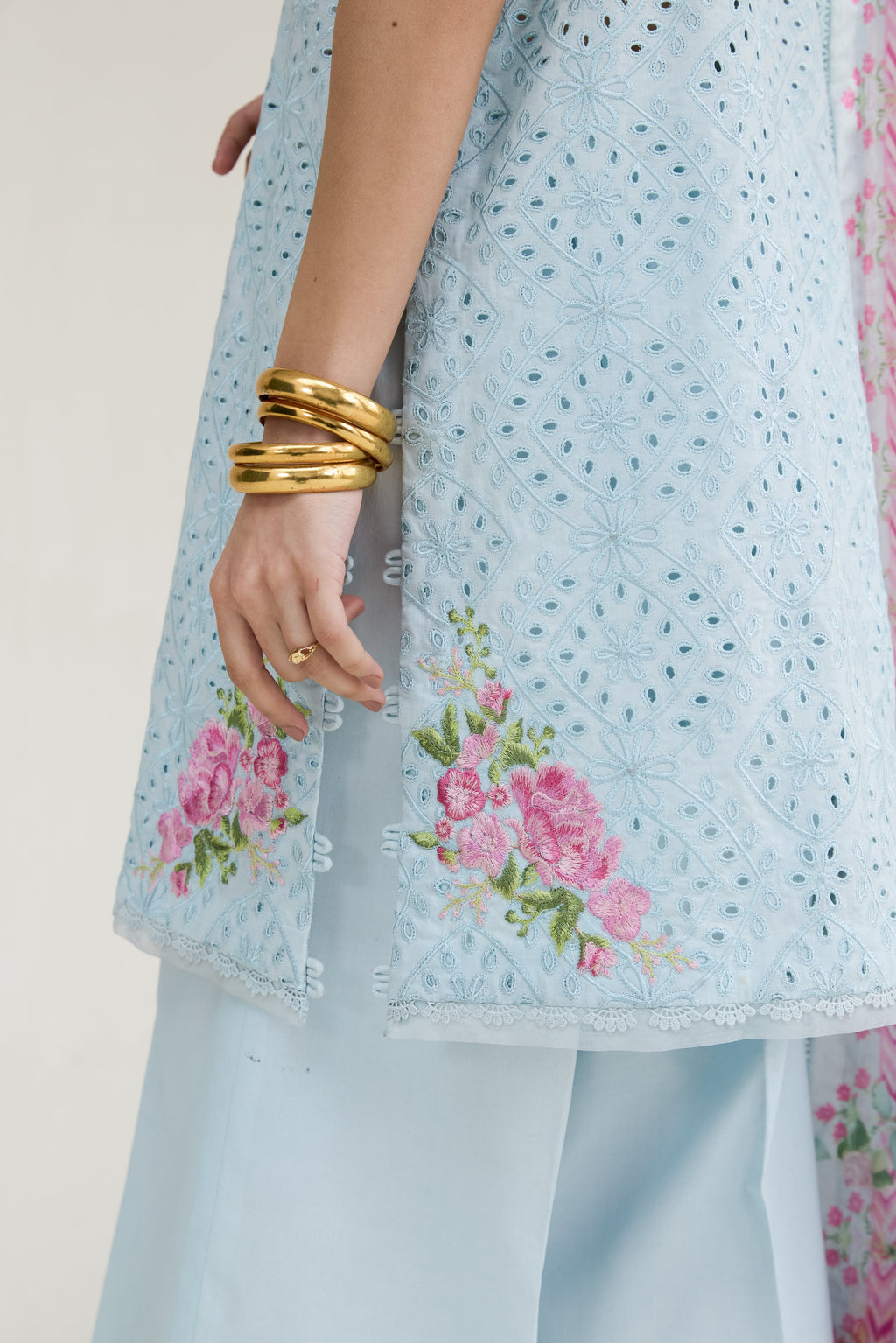 ICE BLUE LUXURY EMBROIDERED LAWN 3PCS SET (NPA3-26404) - READY TO WEAR / READY TO SHIP