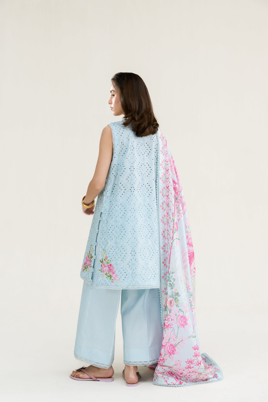 ICE BLUE LUXURY EMBROIDERED LAWN 3PCS SET (NPA3-26404) - READY TO WEAR / READY TO SHIP
