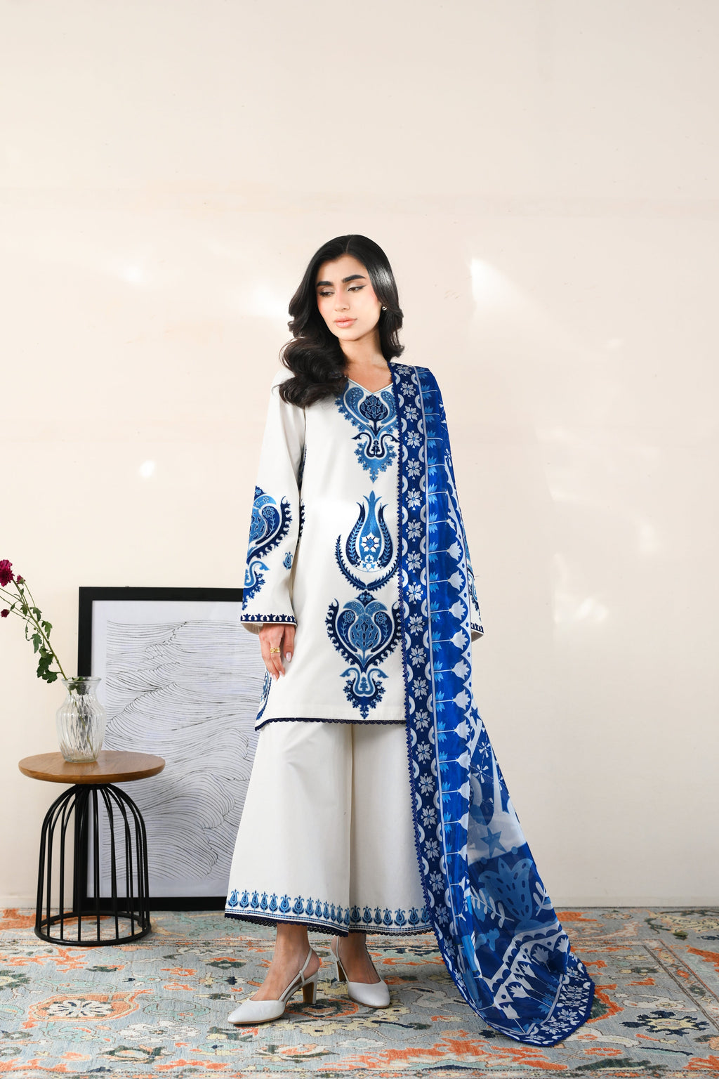OFF-WHITE LUXURY EMBROIDERED LAWN 3PCS SET (NPA3-26412) - READY TO WEAR / READY TO SHIP