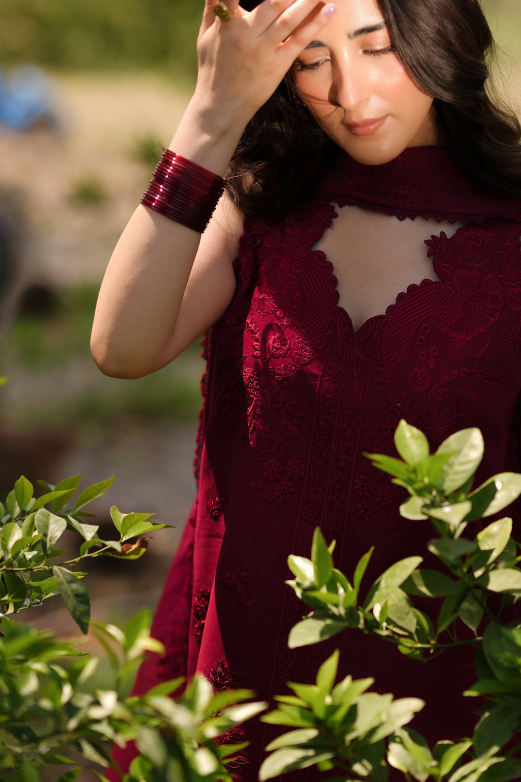 SCARLET LUXURY EMBROIDERED LAWN SET (NEL-26616) / READY TO SHIP