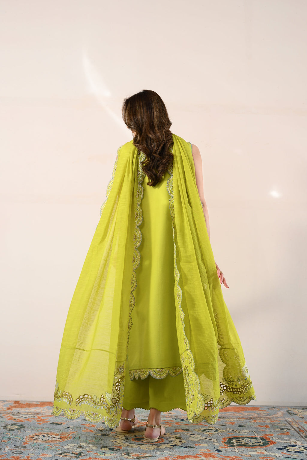 LIME GREEN LUXURY EMBROIDERED LAWN 3PCS SET (NPA3-26416) - READY TO WEAR / READY TO SHIP
