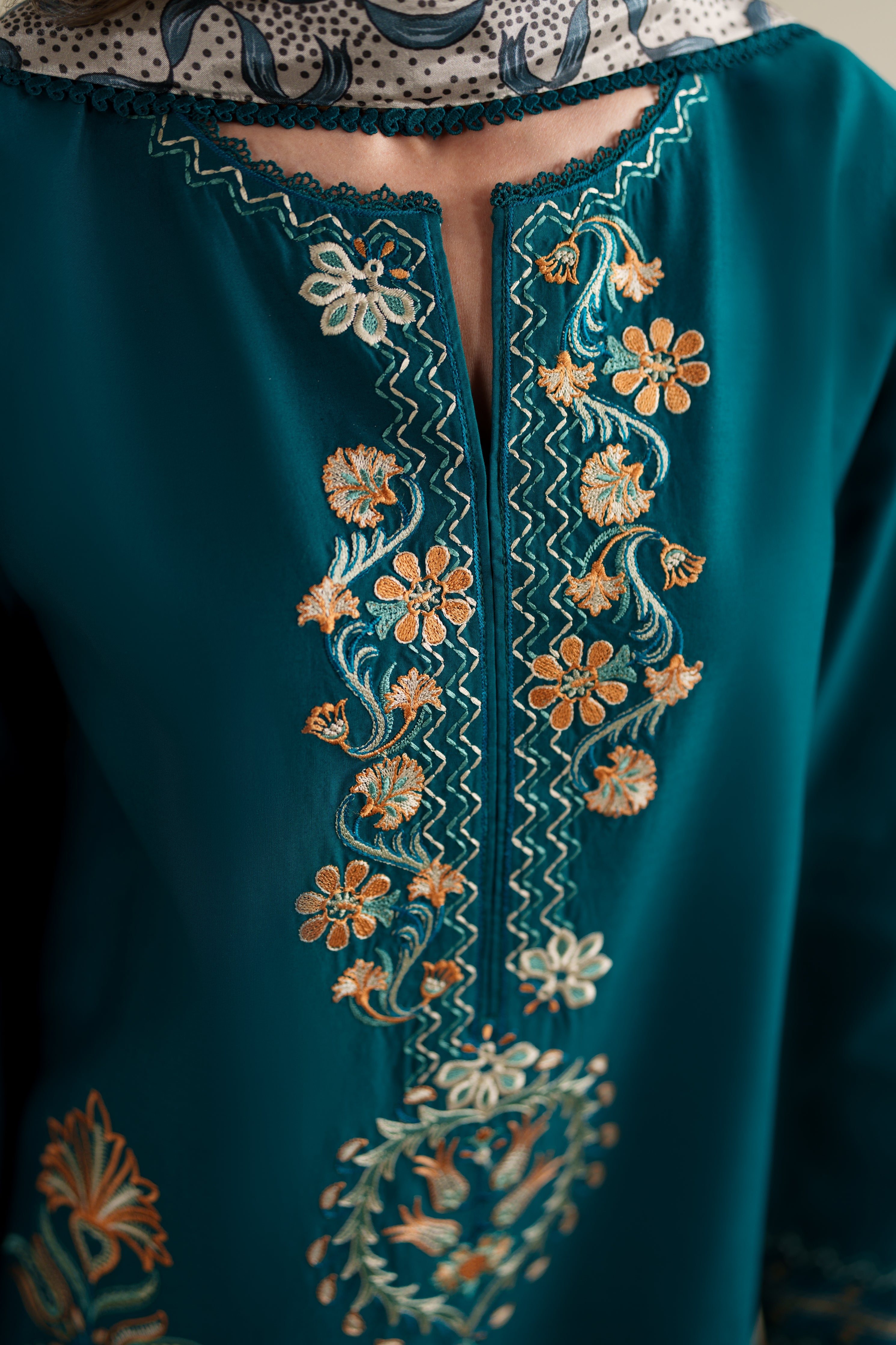 RICH TEAL LUXURY EMBROIDERED 3PCS SET (NPA3-26421) - READY TO WEAR  / READY TO SHIP