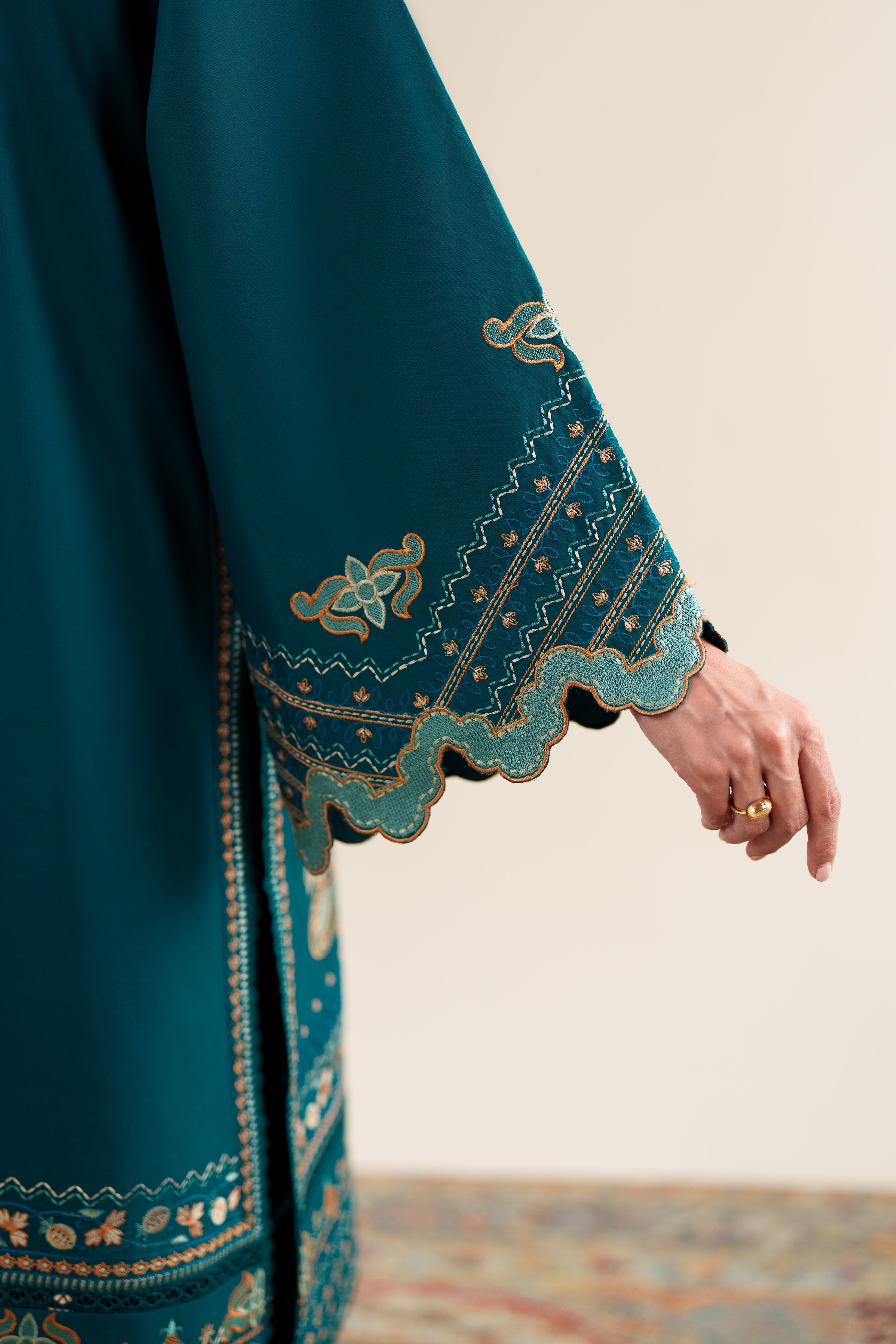 RICH TEAL LUXURY EMBROIDERED 3PCS SET (NPA3-26421) - READY TO WEAR  / READY TO SHIP