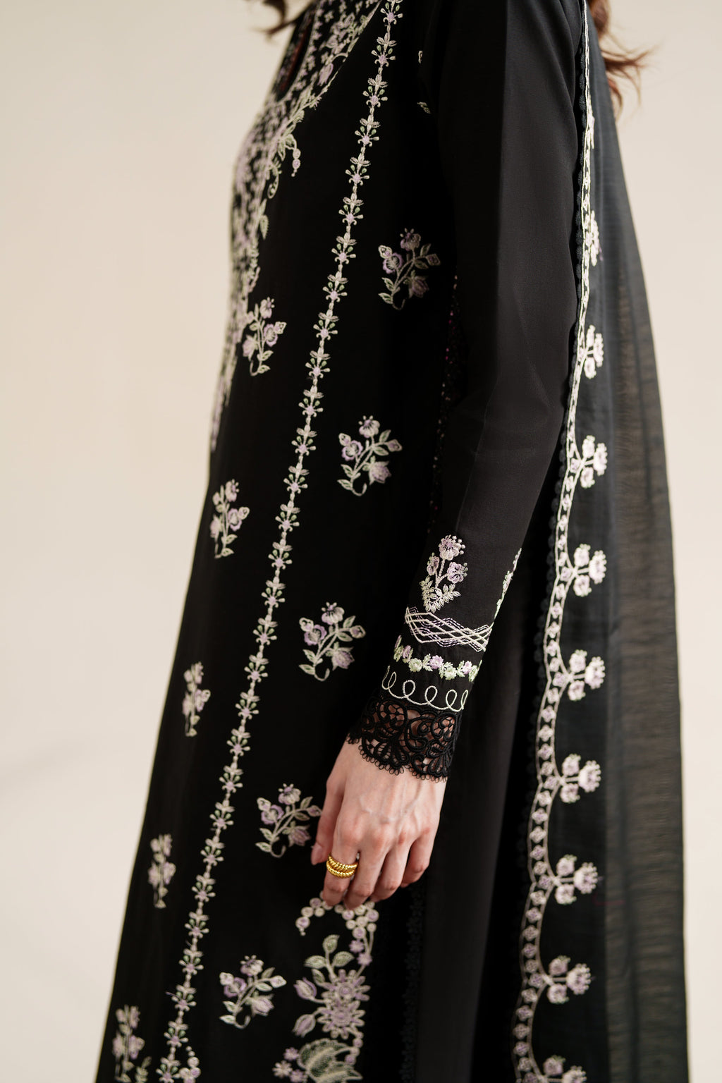 BLACK LUXURY EMBROIDERED 3PCS SET (NPA3-26422) - READY TO WEAR  READY TO SHIP