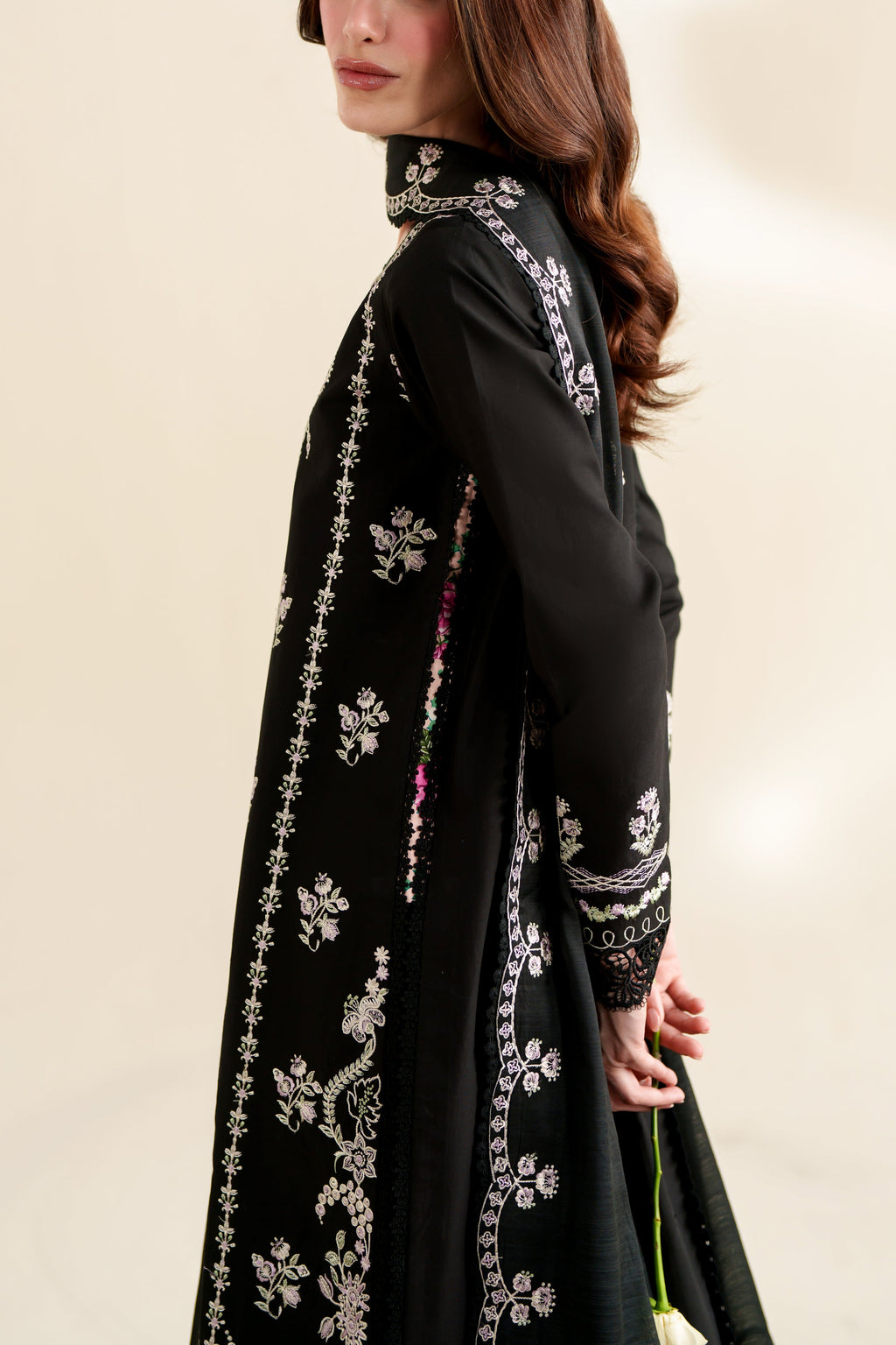 BLACK LUXURY EMBROIDERED 3PCS SET (NPA3-26422) - READY TO WEAR  READY TO SHIP