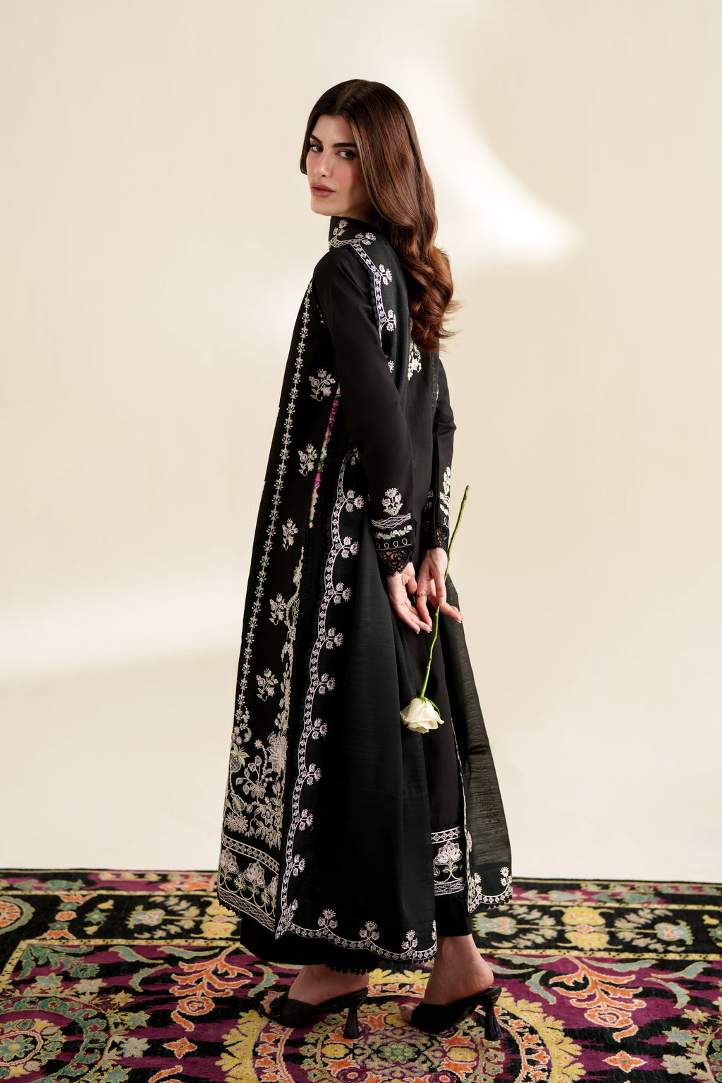 BLACK LUXURY EMBROIDERED 3PCS SET (NPA3-26422) - READY TO WEAR  READY TO SHIP