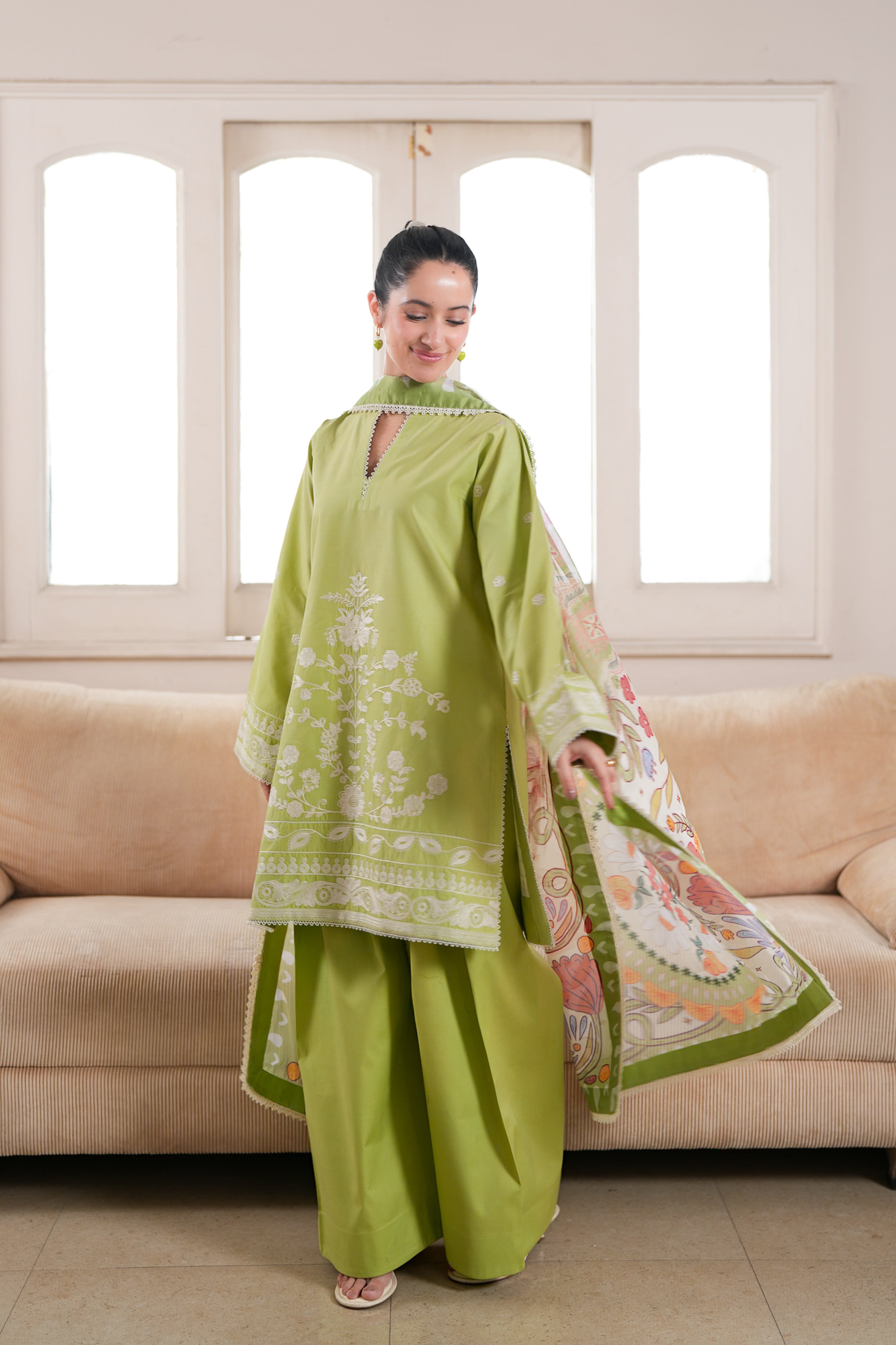 MATCHA LUXURY LAWN 3PCS SET (NPA3-26436) - READY TO WEAR STAYCATION 2026 READY TO SHIP