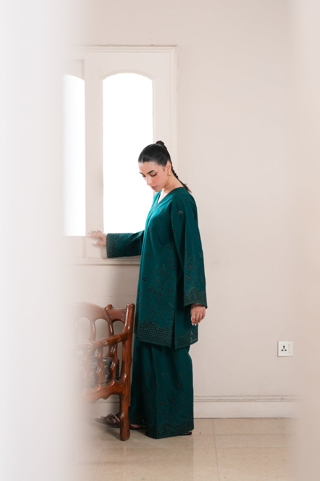 EMERALD CO-ORD LUXURY EMBROIDERED 2PCS SET (NPA2-26304)-READY TO WEAR STAYCATION 2026 READY TO SHIP