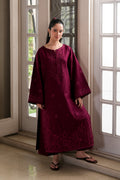 BURGUNDY LUXURY EMBROIDERED LAWN 2PCS SET (NPA2-26301) - READY TO WEAR STAYCATION 2026/ READY TO SHIP