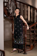 BLACK CO-ORD LUXURY PRINTED EMBROIDERED LAWN 2PCS SET(NPA2-26303) READY TO SHIP