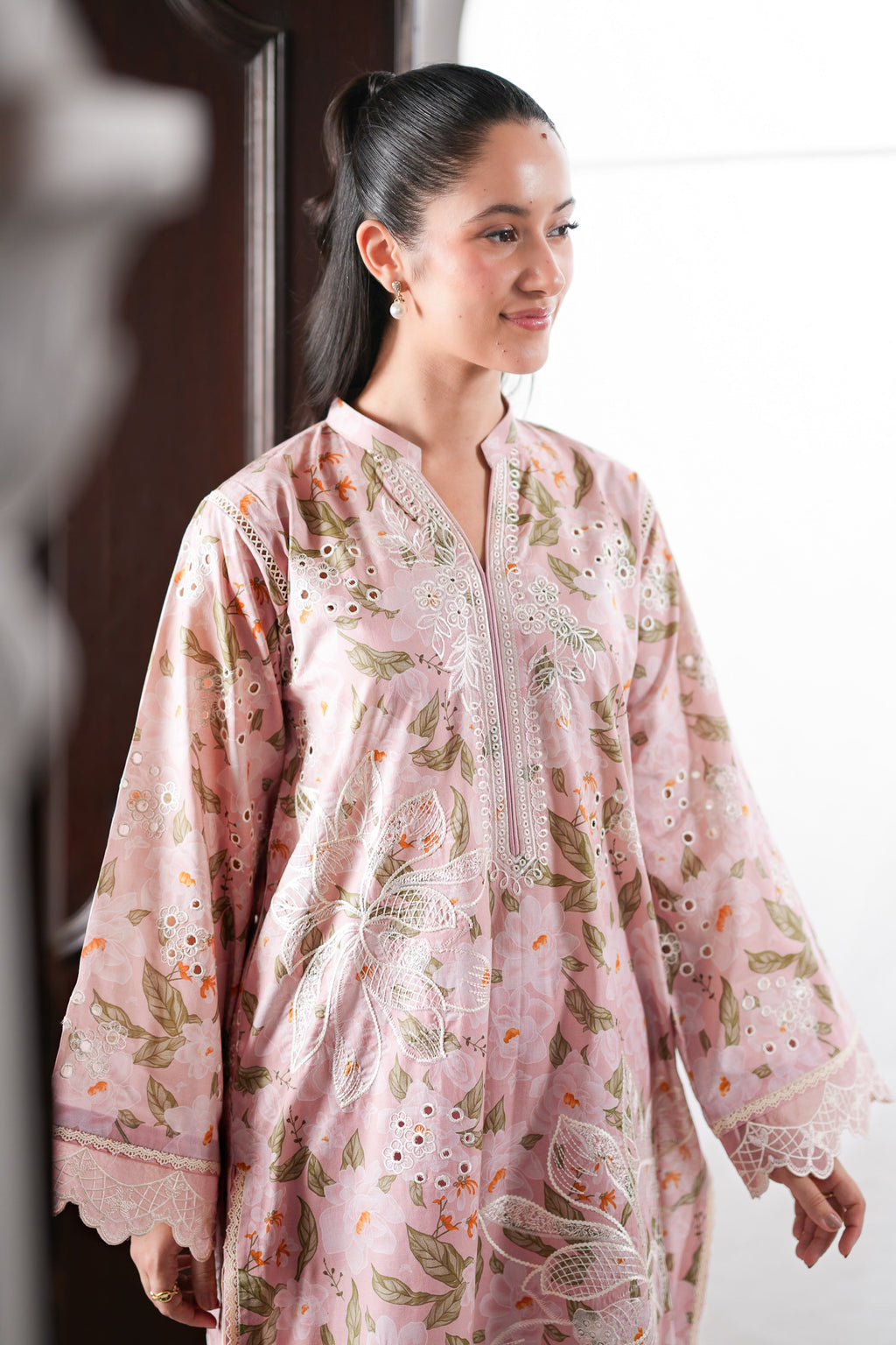 LIGHT PINK CO-ORD LUXURY PRINTED EMBROIDERED 2PCS SET (NPA2-26302) / READY TO SHIP
