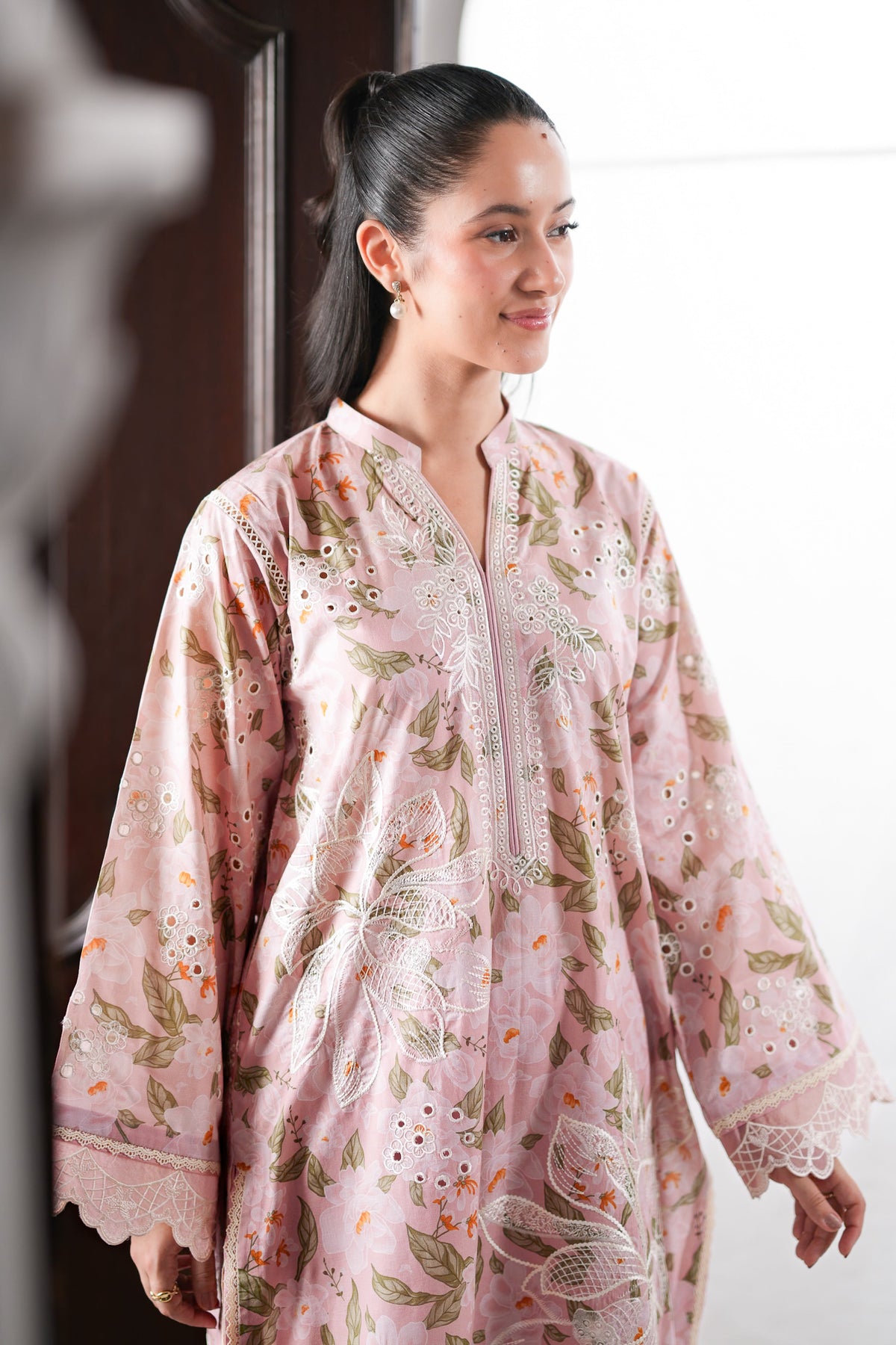 LIGHT PINK CO-ORD LUXURY PRINTED EMBROIDERED 2PCS SET (NPA2-26302) / READY TO SHIP