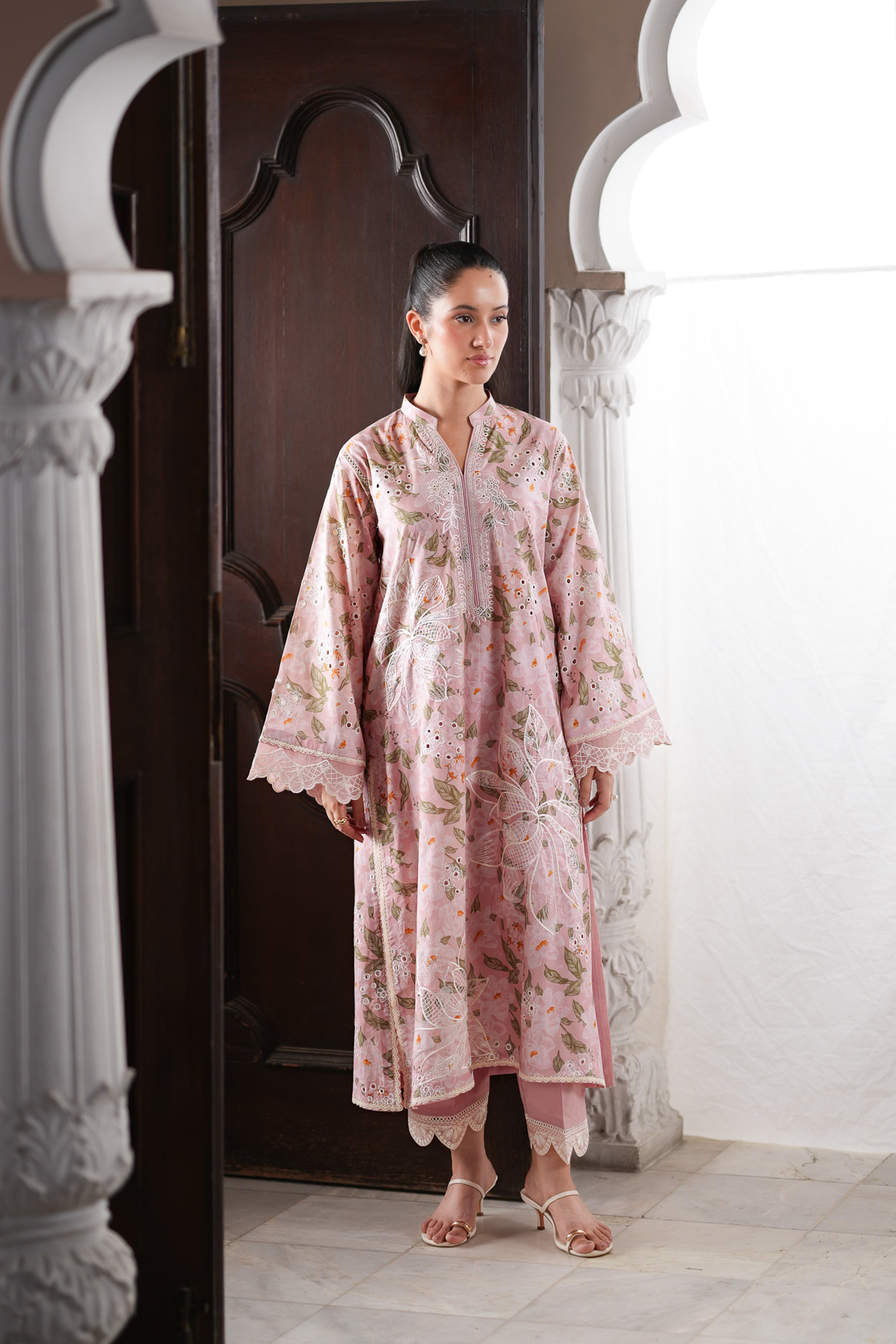 LIGHT PINK CO-ORD LUXURY PRINTED EMBROIDERED 2PCS SET (NPA2-26302) / READY TO SHIP