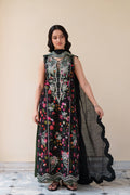 BLOOMING BLACK LUXURY EMBROIDERED PRINTED PREMIUM COTTON 3PCS SET (NEL-26629) / READY TO SHIP