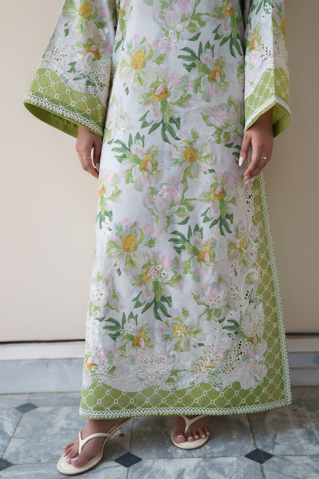 GARDENIA LUXURY EMBROIDERED PRINTED PREMIUM COTTON 3PCS SET (NEL-26627) / READY TO SHIP