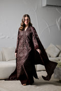 MIRA I - CHOCOLATE BROWN LUXURY EMBROIDERED KARANDI 3PCS SET (NEL-26634) /  READY TO SHIP