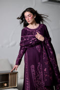 DALIA - DEEP PLUM LUXURY EMBROIDERED KARANDI 3PCS SET (NEL-26635)